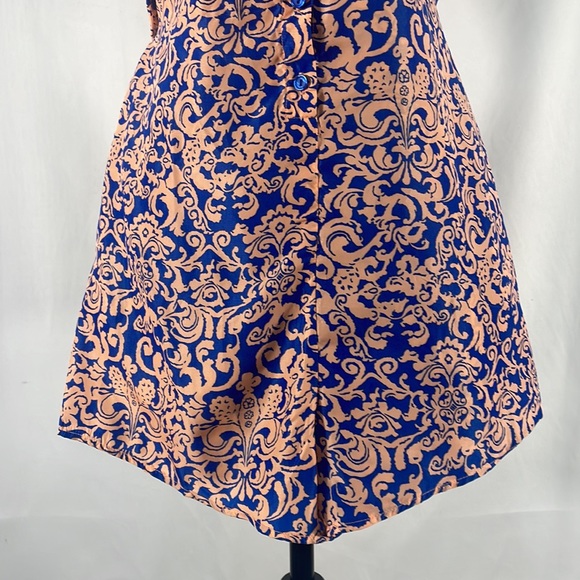 Francesca’s Blue, Peach,Romper, short set onsie,halter, button up, size small - Picture 5 of 16